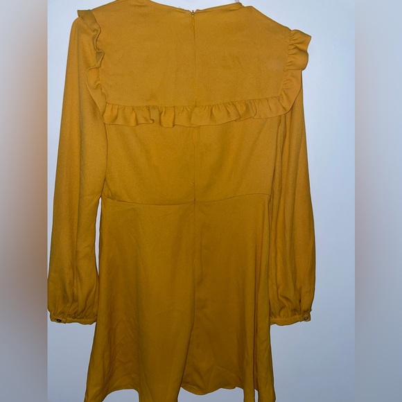 Zara Mustard Short Ruffle Dress - Picture 4 of 6